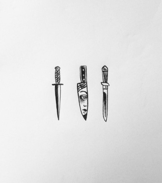 Тату нож Минимализм
