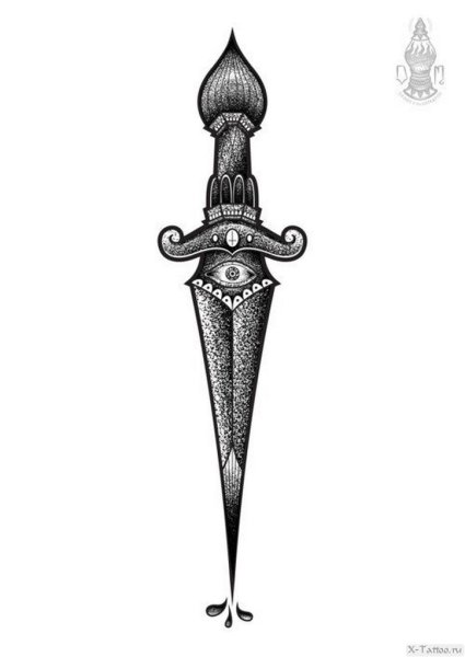 Кинжал меч тату