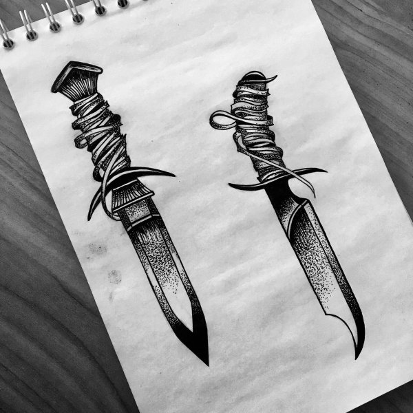 Кинжал тату эскиз