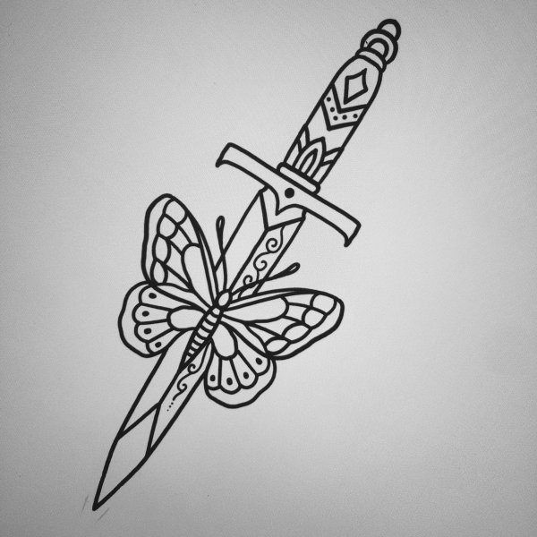 Нож эскиз тату