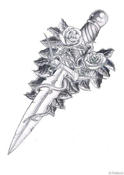 Кинжал тату эскиз