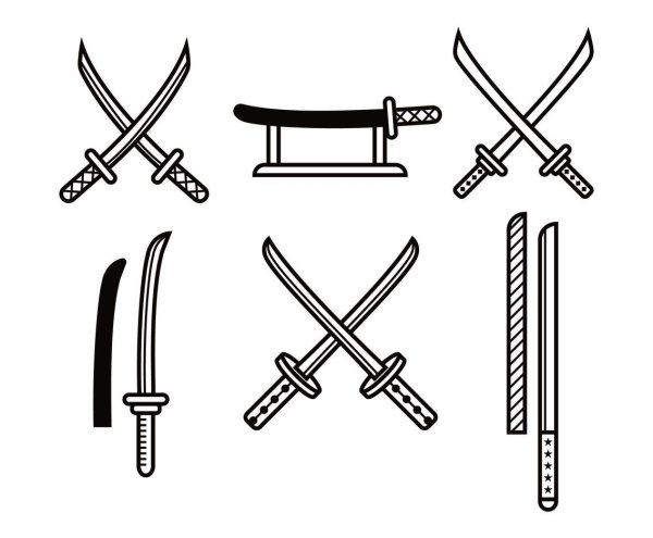 Скрещенные самурайские мечи