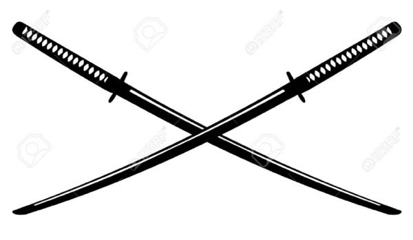 Скрещенные самурайские мечи