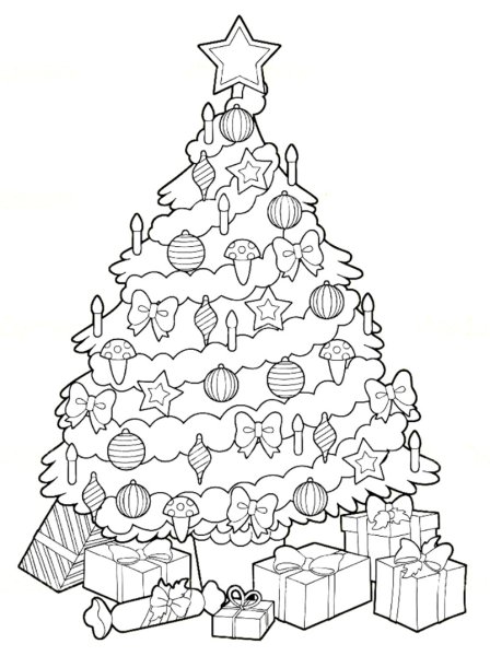 Раскраска елка Новогодняя
