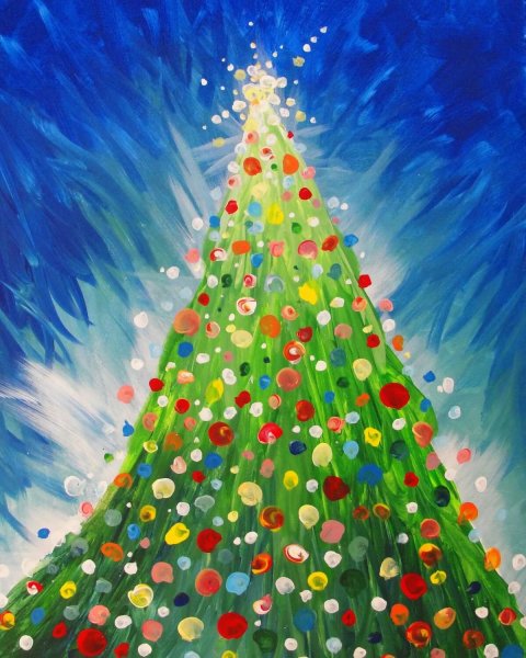 Красивая елка карандашом