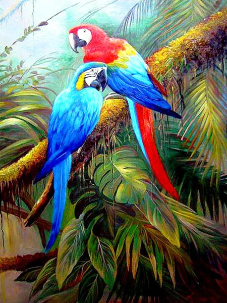Попугай красками