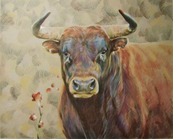Бык красками