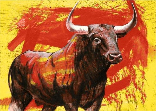 Бык гуашью