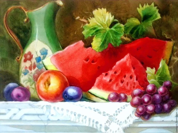 Фрукты живопись акварель
