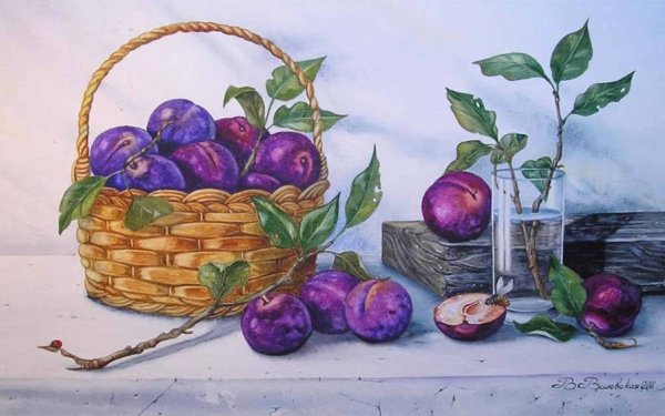 Натюрморты акварелью Валевской Валентины