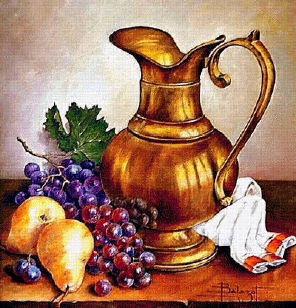 Натюрморт с кувшином и фруктами