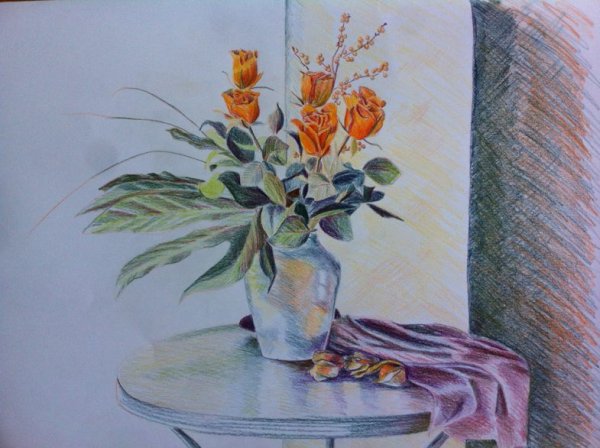 Натюрморт цветными карандашами