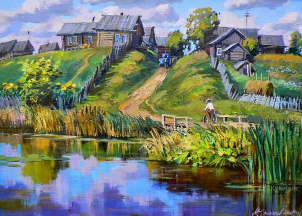 Живопись русская деревня Малов Сергей