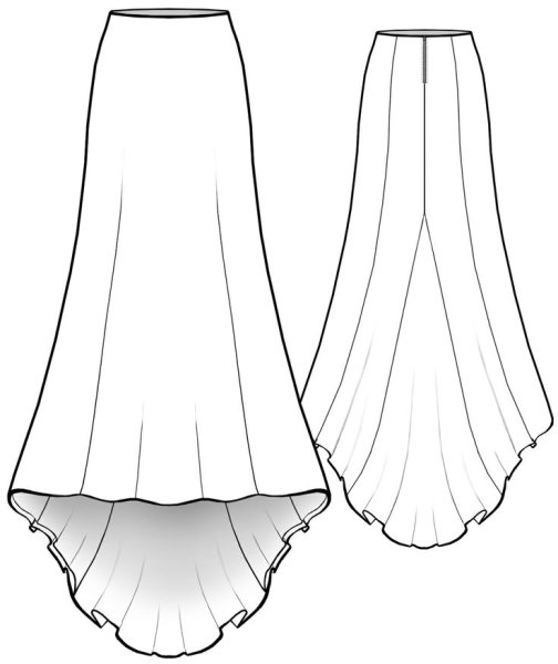 Юбка со шлейфом крой