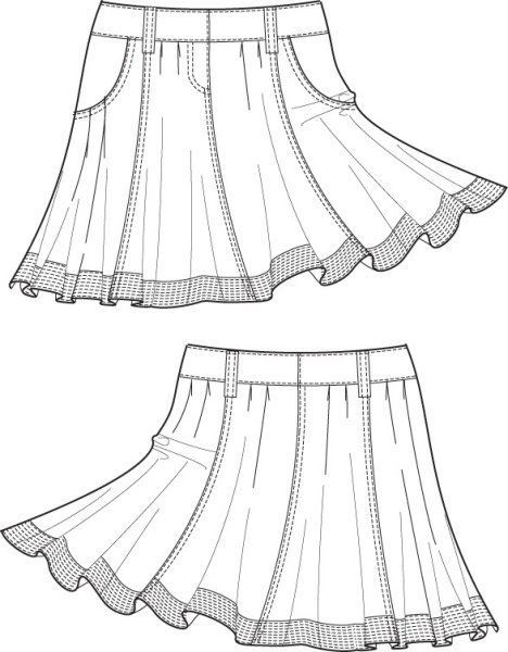 Нарисовать юбку