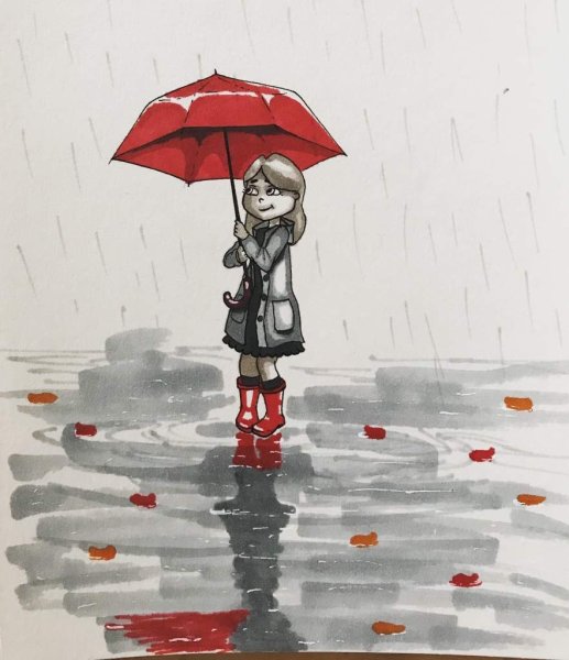 Человечек под дождем