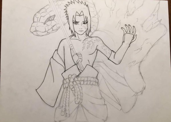 Саске рисунок для срисовки ручкой