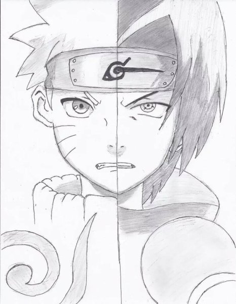 Наруто и Саске для срисовки
