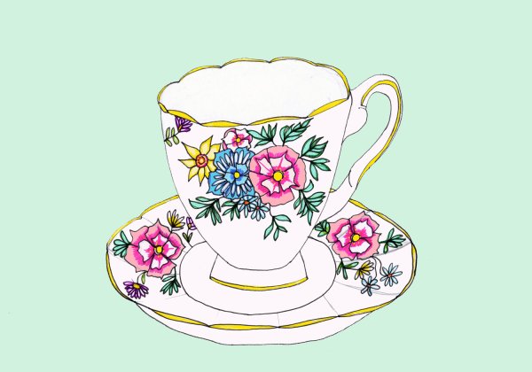 Кружка с блюдцем рисование