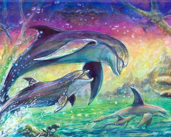 Дельфины живопись