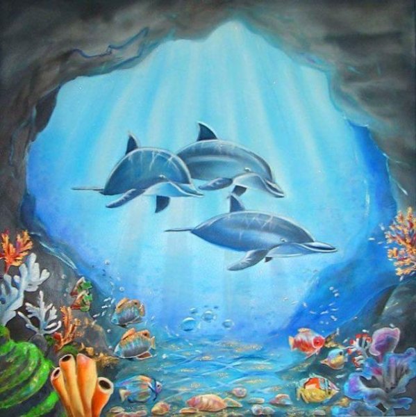 Подводный пейзаж красками