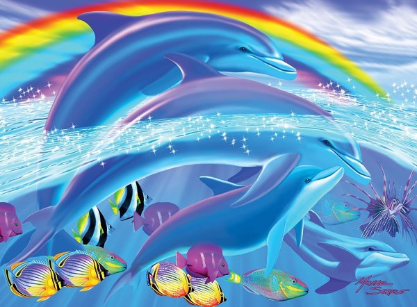 Разноцветные дельфины