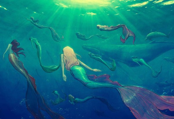 Русалка под водой