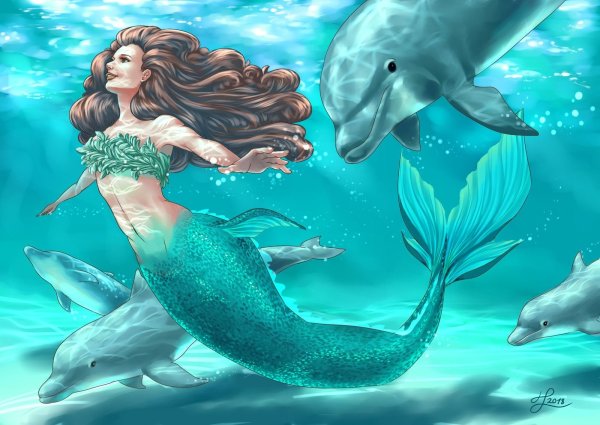 Русалочка в море