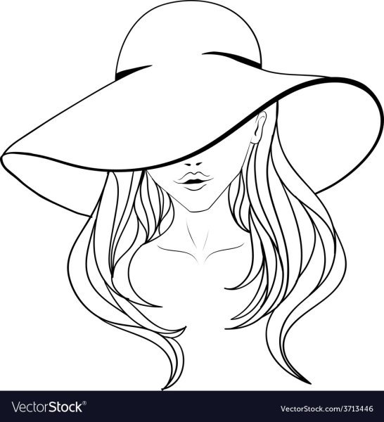 Девушка в шляпе рисунок