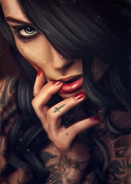 Дерзкая девушка карандашом