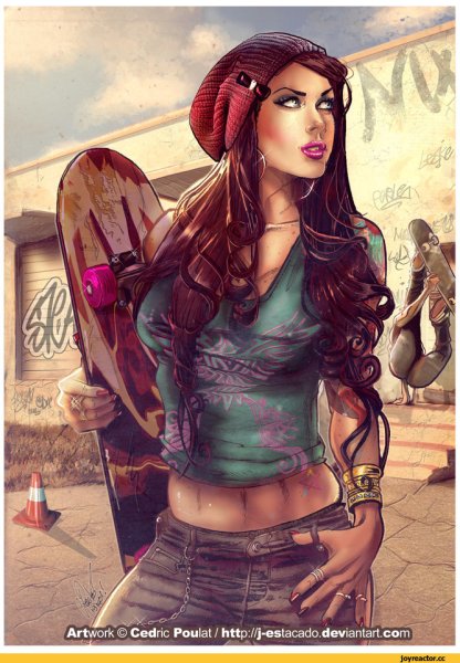 Девушка с факом нарисованная