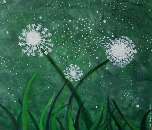 Одуванчики акрилом