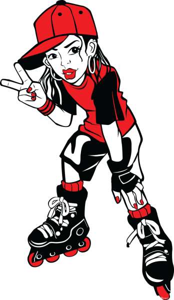 На роликовых коньках. Карикатура