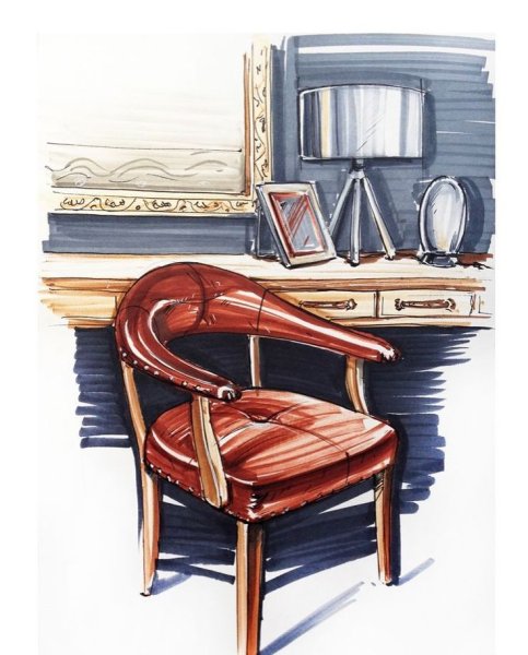 Наброски предметов интерьера