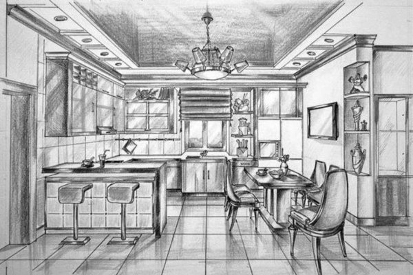 Эскиз интерьера жилого помещения