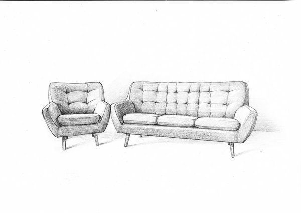 Винтажная мягкая мебель скетч