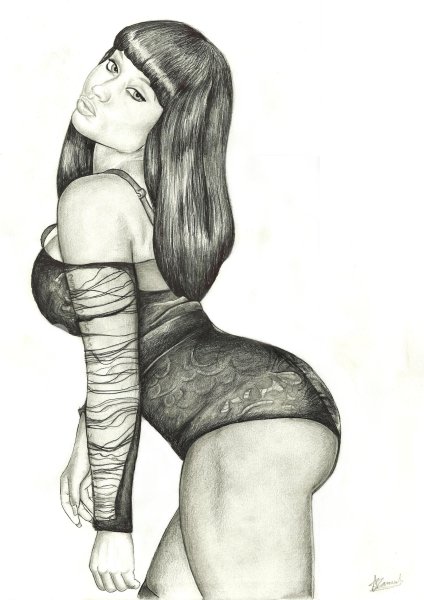 Ники Минаж рисунок карандашом