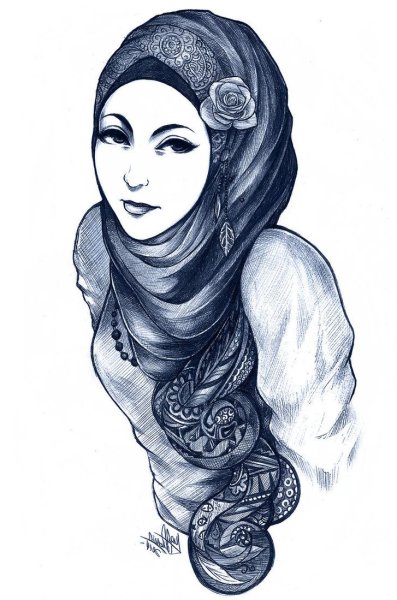 Нарисовать девушку в платке