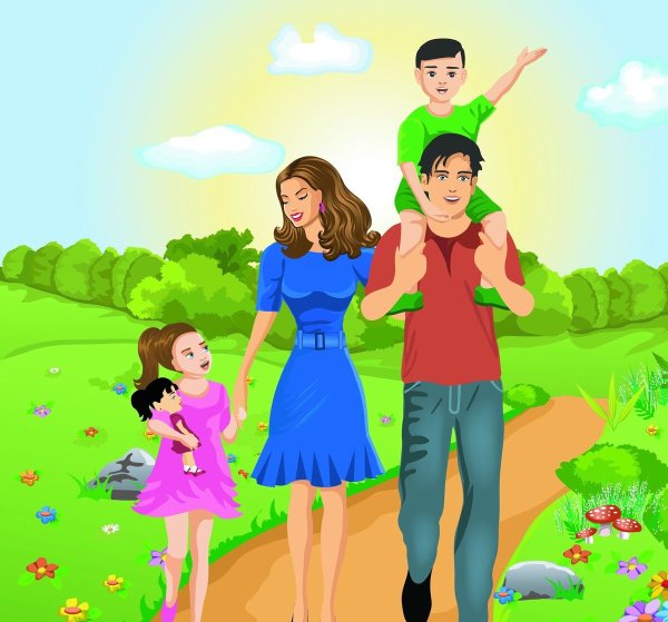 Счастливая дружная семья