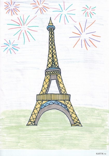 Эльфелева башня на белом фоне
