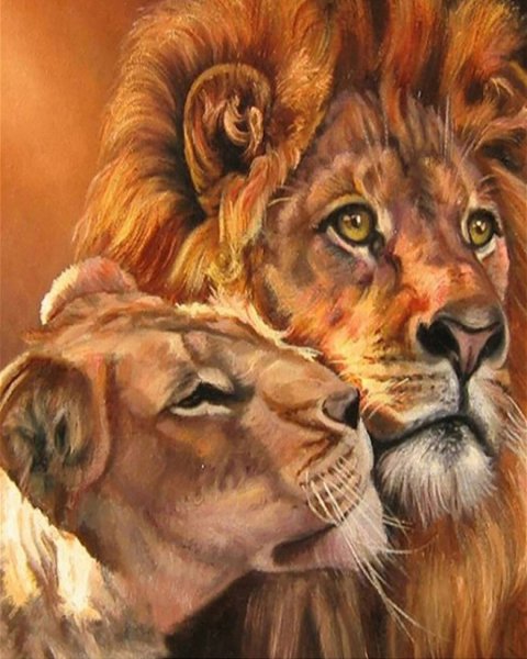 Картина Лев и львица