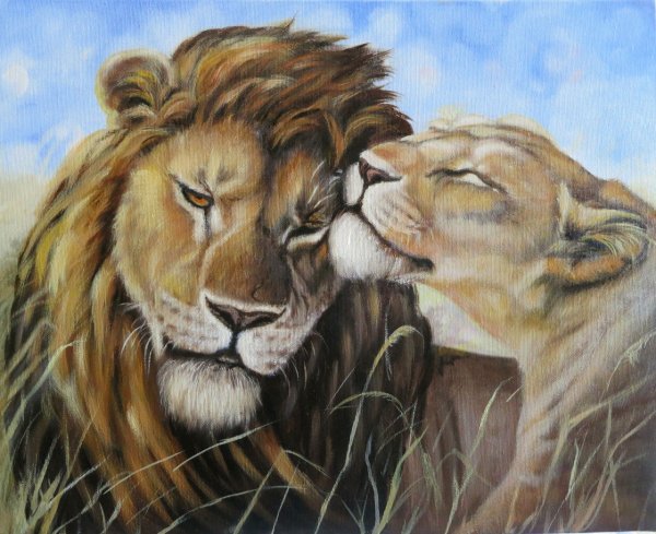 Картина Лев и львица