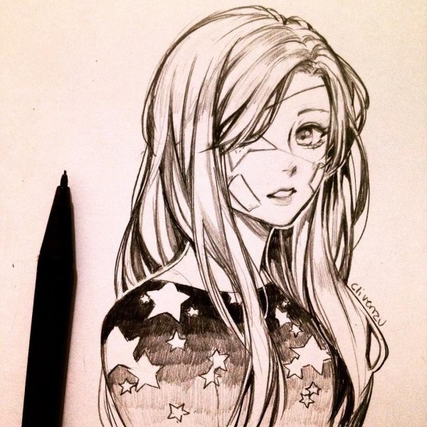 Карандаш девушка из манги