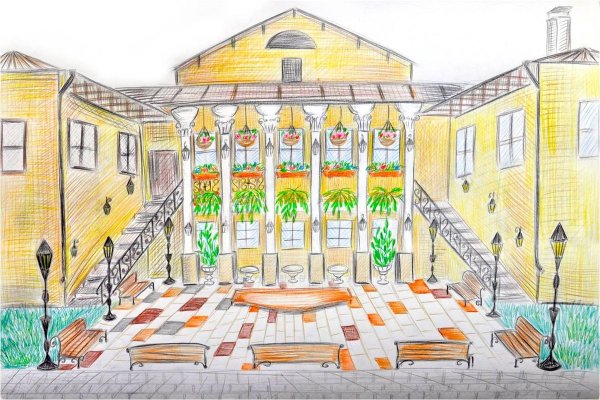 Школьный двор рисунок