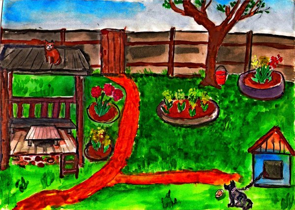 Двор иллюстрация