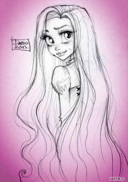 Срисовки Дисней Рапунцель