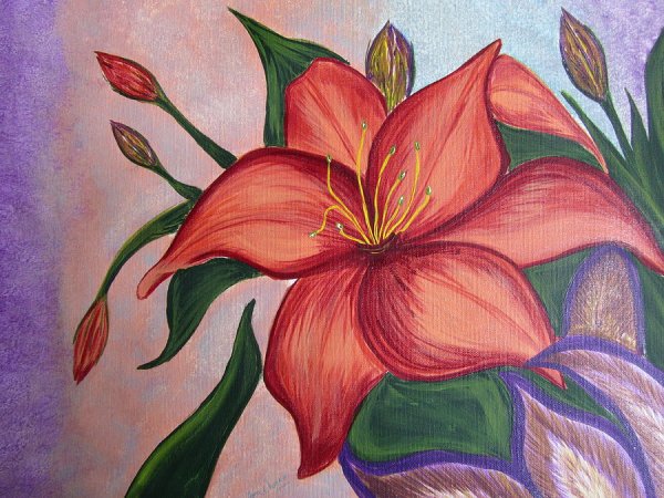 Лилии гуашью