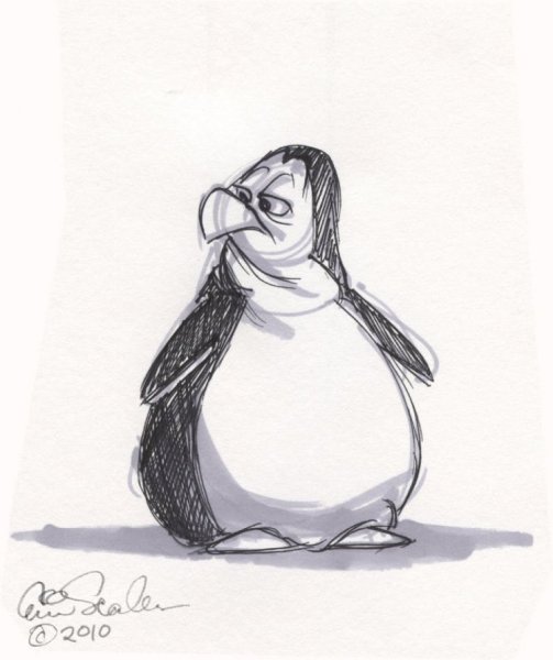 Пингвин карандашом