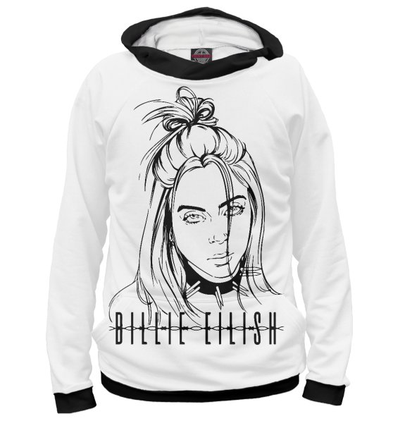 Черно белое худи Билли Айлиш