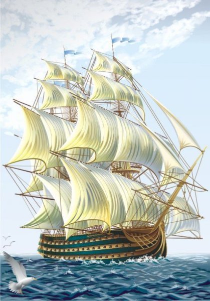 Корабль с золотыми парусами